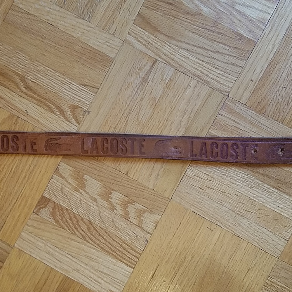 RARE Vintage Lacoste leather embossed monogrammed belt and buckle Warrior - Picture 8 of 11